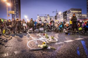Mahnwache für eine getötete Radfahrerin, Alexanderplatz, 21.2.2026